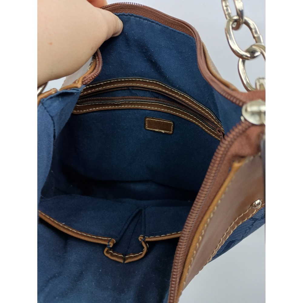 Chaps ralph lauren Shoulder Bag Blue Small Purse Shoulder Bag brown Faux Leather - Picture 4 of 9